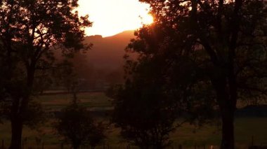 Yorkshire Dales 'deki Buckden Köyü' nün çarpıcı hava manzaralı tarlaları akşam güneşinde yıkandı.