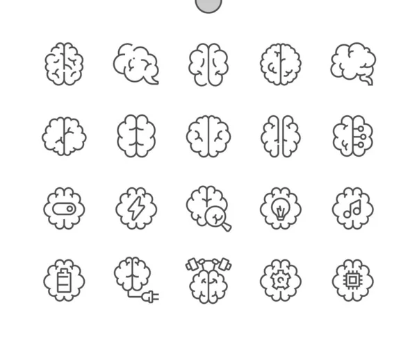 Cerebro Humano Idea Mente Piensa Entrenamiento Cerebral Pixel Perfect Vector — Vector de stock