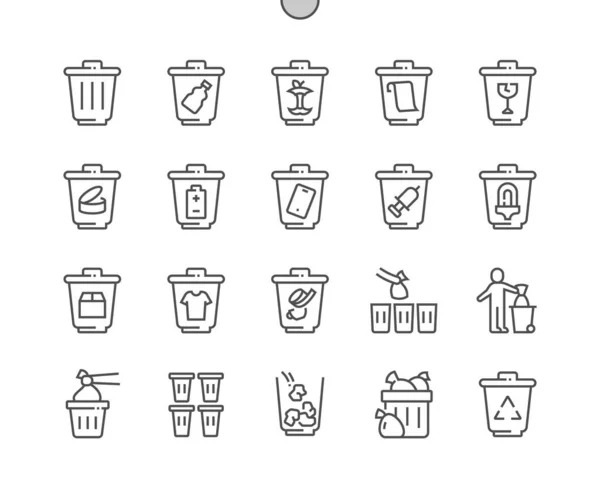 Waste Sorting Bins Separating Recycling Garbage Ecology Rubbish Recycle Pixel — Stock Vector