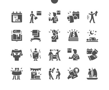 25 Mayıs Havlu Günü. Dünya çapında kutlandı. Takvim. Douglas Adams. Tatil günü. Havlu hakkında kitap. Vektör Katı Simgeleri. Basit Resim Grafiği