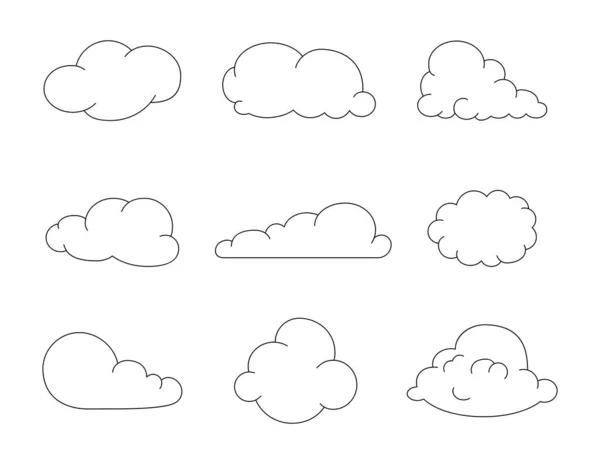 Cumulus Nuage Dessin Animé Coloriage Symbole Aérien Dessin Vectoriel Collection — Image vectorielle