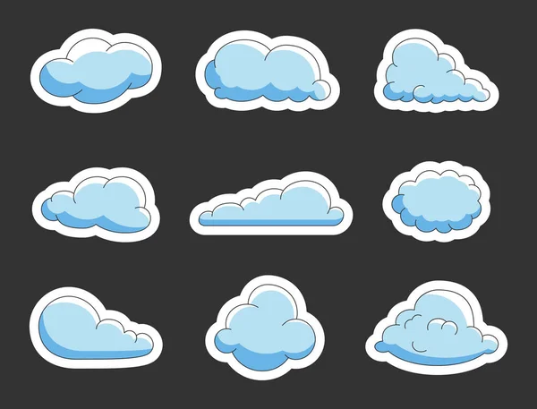 Desenhos Animados Nuvem Cumulus Marcador Etiquetas Símbolo Sky Air Desenho — Vetor de Stock