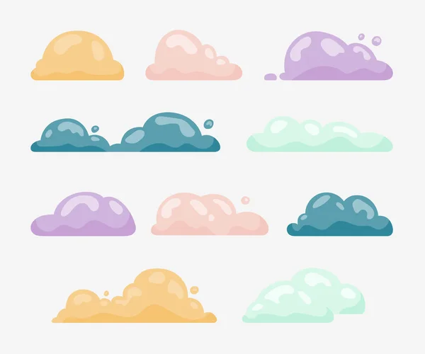 Nube Cúmulos Dibujos Animados Cielo Símbolo Aire Dibujo Vectorial Colección — Vector de stock
