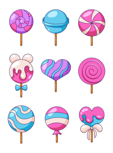 Леденцовая конфетка. Милая кондитерская. Векторный рисунок. Коллекция элементов дизайна.