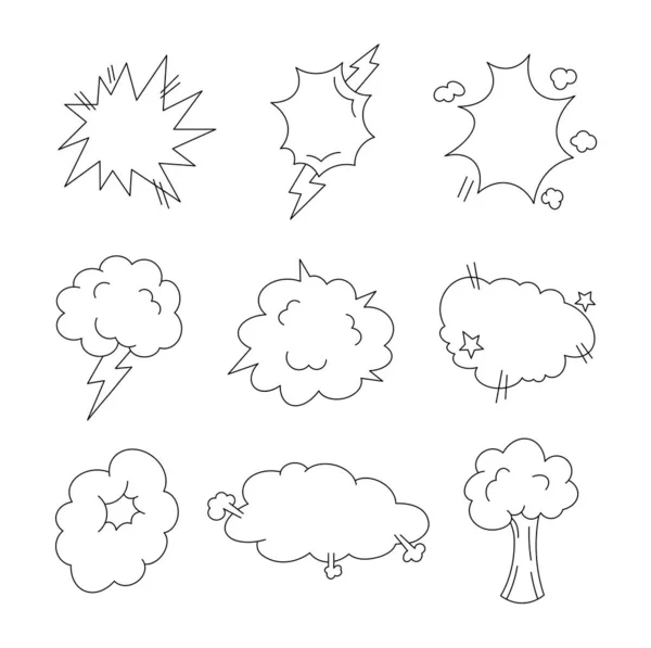Σύννεφο Αέρα Έκρηξης Χρωματισμός Σελίδας Ομιλική Φούσκα Ζωγραφική Διάνυσμα Συλλογή — Διανυσματικό Αρχείο