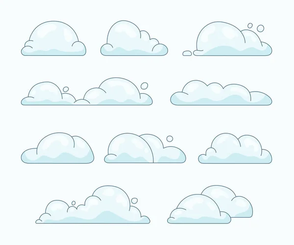 Nube Cúmulos Dibujos Animados Cielo Símbolo Aire Dibujo Vectorial Colección — Vector de stock