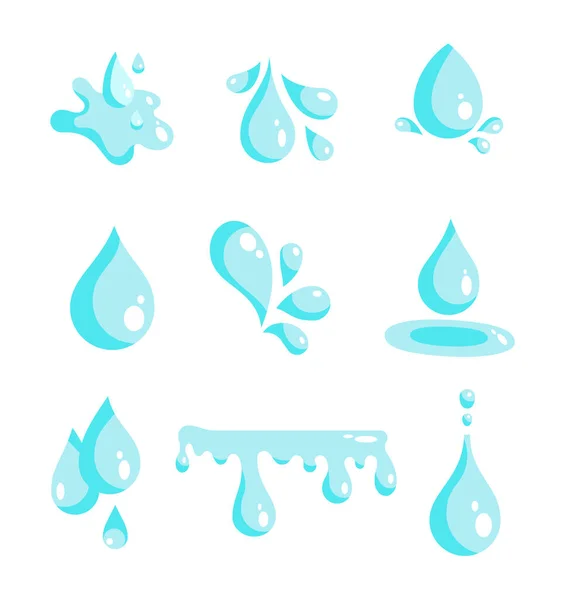 Wasserspritzer Fallen Flüssige Blasenform Vektorzeichnung Sammlung Von Gestaltungselementen — Stockvektor