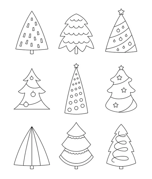 Árvore Natal Página Para Colorir Festa Férias Celebração Feliz Ano — Vetor de Stock