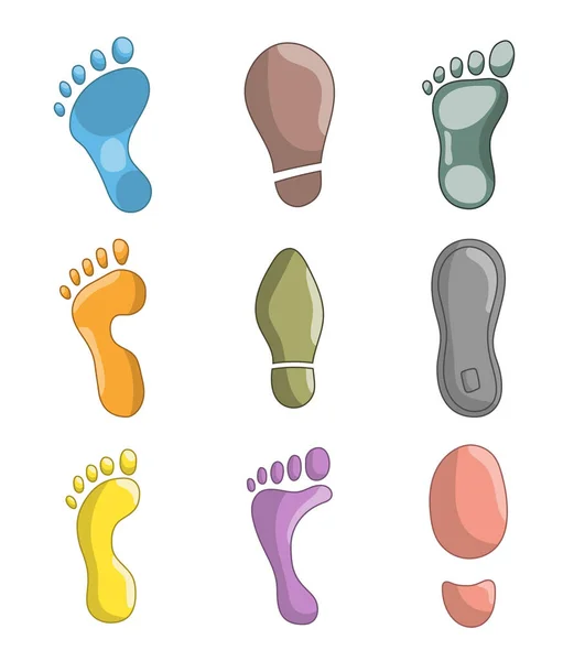 Різні Людські Сліди Відбиток Взуття Протекторі Стиль Рук Векторний Малюнок — стоковий вектор