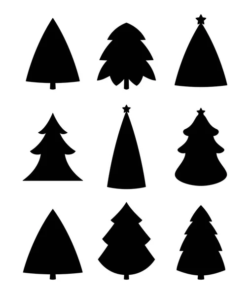 Christmas Tree Silhouette Image Holiday Party Celebration Happy New Year — Stock Vector