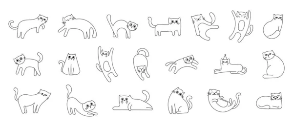 Mignon Chat Drôle Coloriage Kitten Personnage Ccartoon Dessin Vectoriel Collection — Image vectorielle