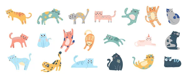 Lindo Gato Gracioso Caricatura Del Personaje Del Gatito Dibujo Vectorial — Archivo Imágenes Vectoriales