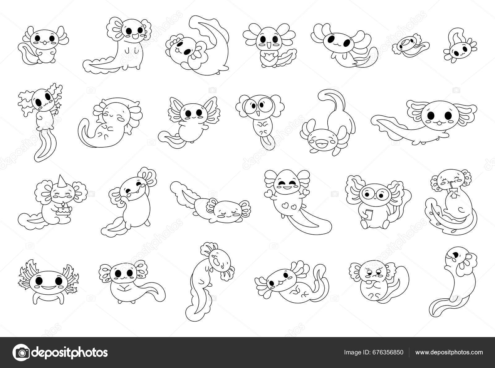 Cute Cartoon Axolotl Character Coloring Page Funny Underwater Aquatic  Animal Stock Vector by ©Palau83 676356850