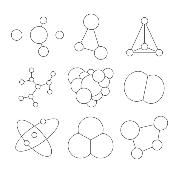 Molécula Forma Diferente Página Para Colorir Símbolo Ciência Atómica Desenho — Vetor de Stock