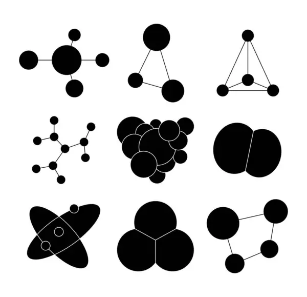 Molécule Forme Différente Image Silhouette Symbole Science Atomique Dessin Vectoriel — Image vectorielle