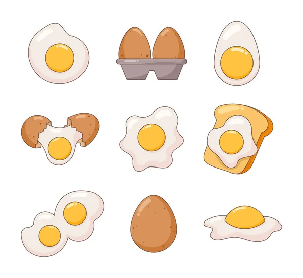 鸡蛋早餐 蛋黄蛋白质食品产品 矢量绘图 设计要素的收集 — 图库矢量图片