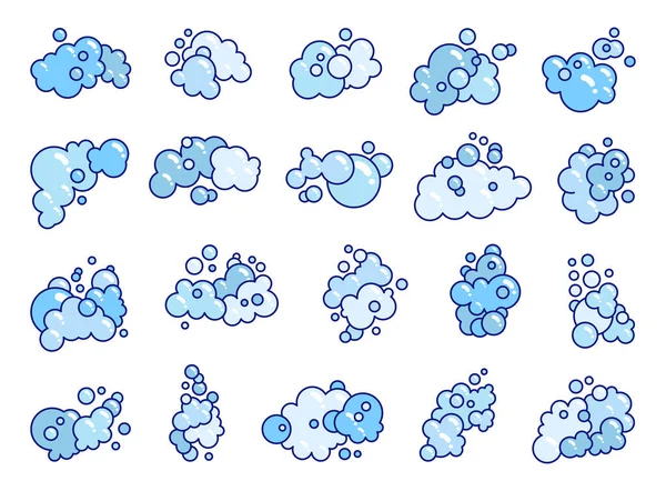 Αφρός Από Σαπούνι Σύννεφα Φυσαλίδες Διαφόρων Σχημάτων Χειροποίητο Στυλ Ζωγραφική — Διανυσματικό Αρχείο