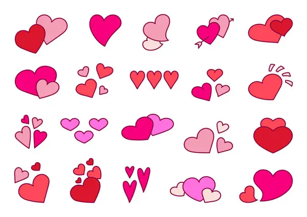 Corazón Diferente Para Día San Valentín Amor Romanticismo Estilo Dibujado — Archivo Imágenes Vectoriales