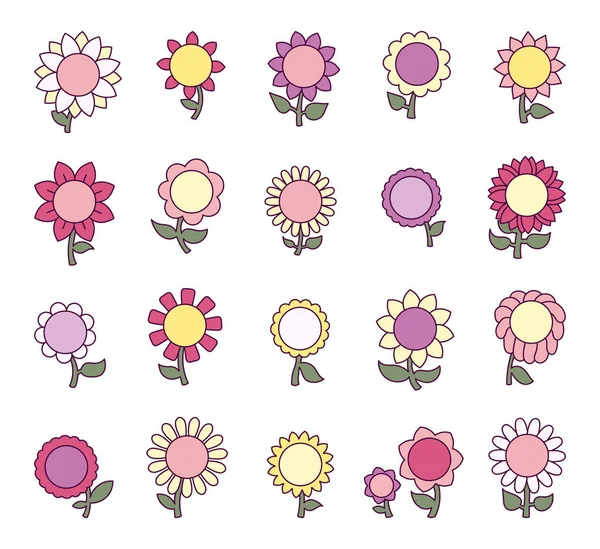 Yapraklı çiçek. Bahar geldi. El çizimi stili. Vektör çizimi. Tasarım elementlerinin koleksiyonu.