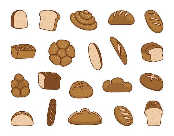 Bröd Bröd Mat Baget Bakverk Handritad Stil Vektorritning Insamling Designelement Vektorgrafik