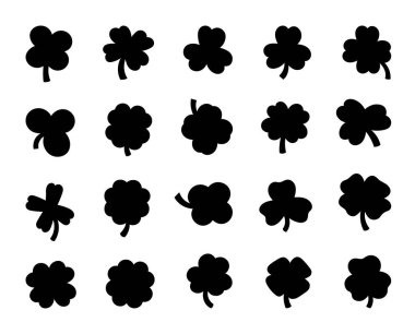 Lucky clover. Silhouette Image. Traditional Irish symbol for St. Patrick s day. Hand drawn style. Vector drawing. Collection of design elements. clipart