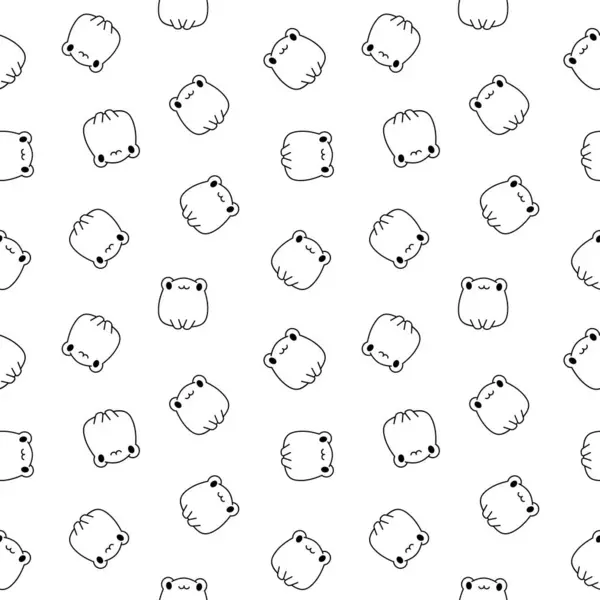 Kawaii Frog Cartoon Character Seamless Pattern Coloring Page Cute Reptile Stock Vector