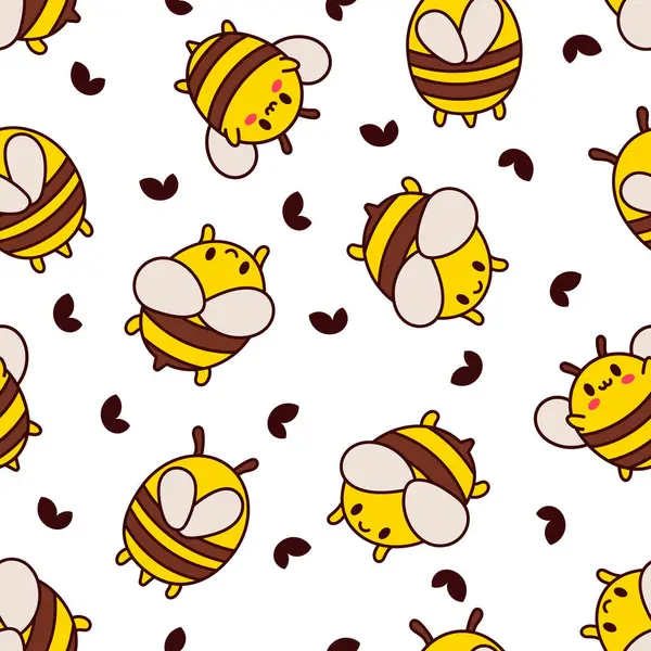 Κινούμενο Χαριτωμένο Χαρακτήρα Μέλισσα Απρόσκοπτο Μοτίβο Kawaii Έντομο Που Κρατά — Διανυσματικό Αρχείο