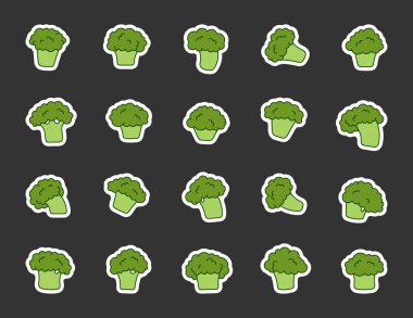 Brokoli sebzeleri. Etiket Yer İmi. Sağlıklı yiyecekler. El çizimi stili. Vektör çizimi. Tasarım elementlerinin koleksiyonu.