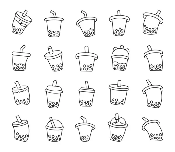 Τσάι Boba Γάλα Μαργαριτάρια Ταπιόκα Χρωματισμός Σελίδας Ποτό Χειροποίητο Στυλ Διάνυσμα Αρχείου