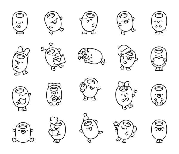 Azeitona Kawaii Fofa Página Para Colorir Personagem Comida Desenhos Animados — Vetor de Stock