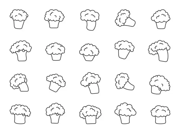 Brokoli Sebzeleri Boyama Sayfası Sağlıklı Yiyecekler Çizimi Stili Vektör Çizimi Telifsiz Stok Illüstrasyonlar