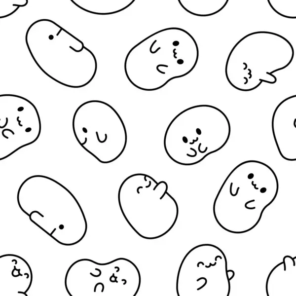 Cute Kawaii Tapioca Pearls Seamless Pattern Coloring Page Cartoon Funny Vectores de stock libres de derechos