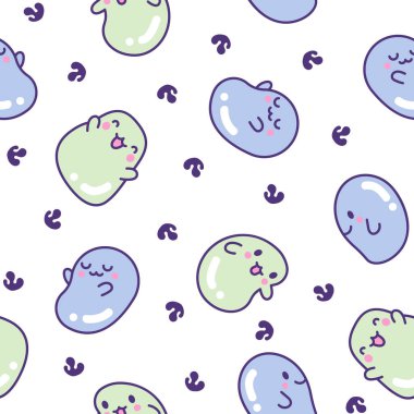 Şirin kawaii tapyoka incileri. Kusursuz desen. Çizgi film karakterleri. El çizimi stili. Vektör çizimi. Tasarım süslemeleri.