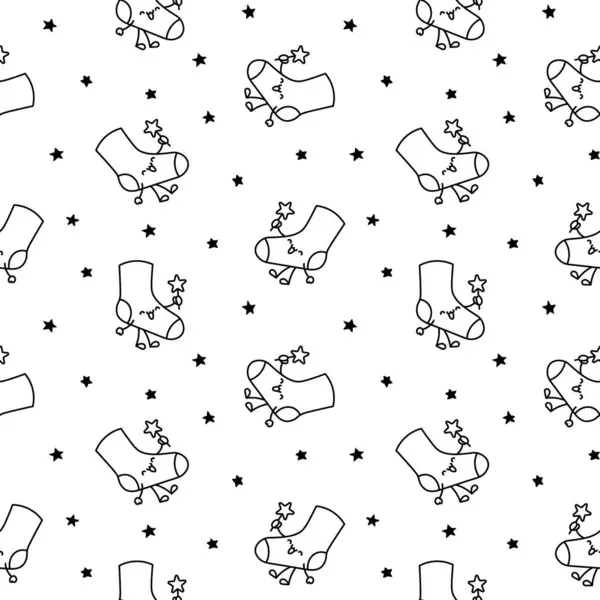Cute Happy Sock Cartoon Character Seamless Pattern Coloring Page Fashion Illustrazioni Stock Royalty Free