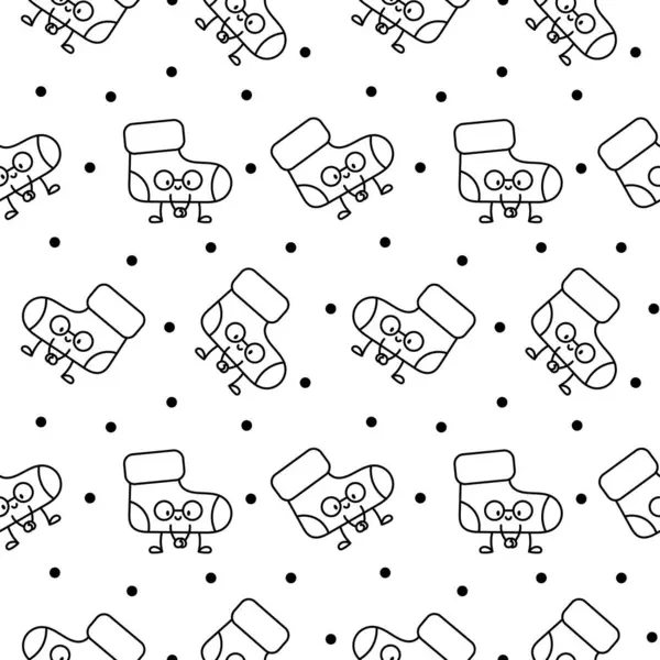 Nette Glückliche Socke Cartoon Figur Nahtloses Muster Malvorlagen Mode Wollunterwäsche lizenzfreie Stockillustrationen