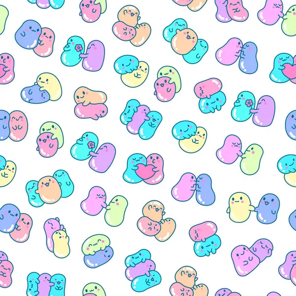 Cute Friends Kawaii Tapioca Pearls Seamless Pattern Cartoon Funny Characters 图库矢量图片