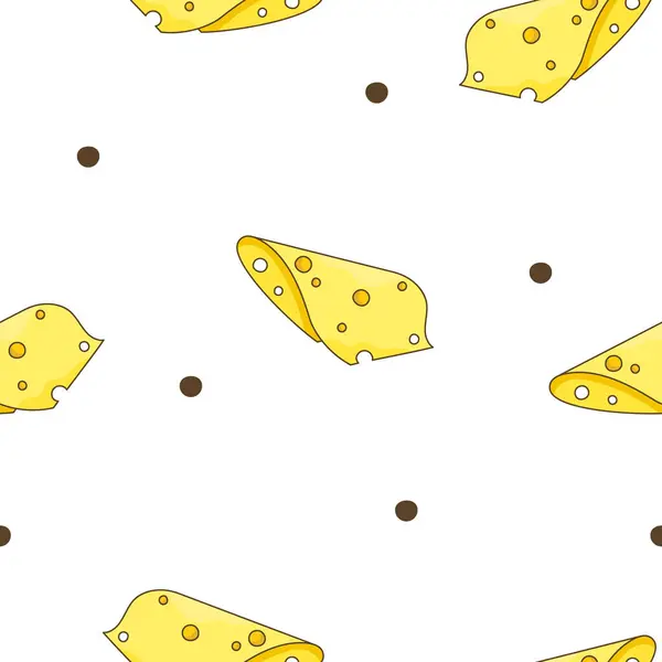 Slices Slicing Cheese Seamless Pattern Parmesan Mozzarella Hollandaise Ricotta Piece — Stock Vector