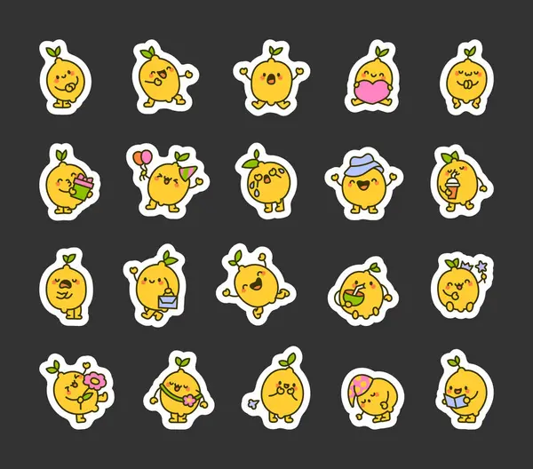 Cartoon Lemon Character Sticker Bookmark Funny Hero Hand Drawn Style Royalty Free Stock Illustrations