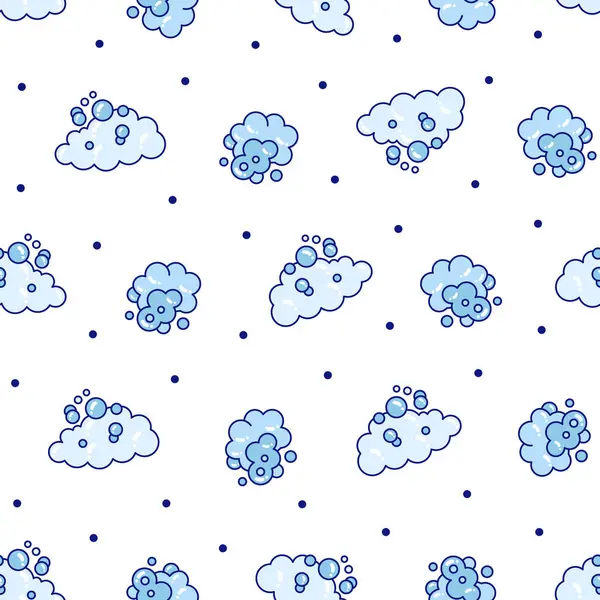 Foam Made Soap Clouds Seamless Pattern Bubbles Different Shapes Hand ストックベクター