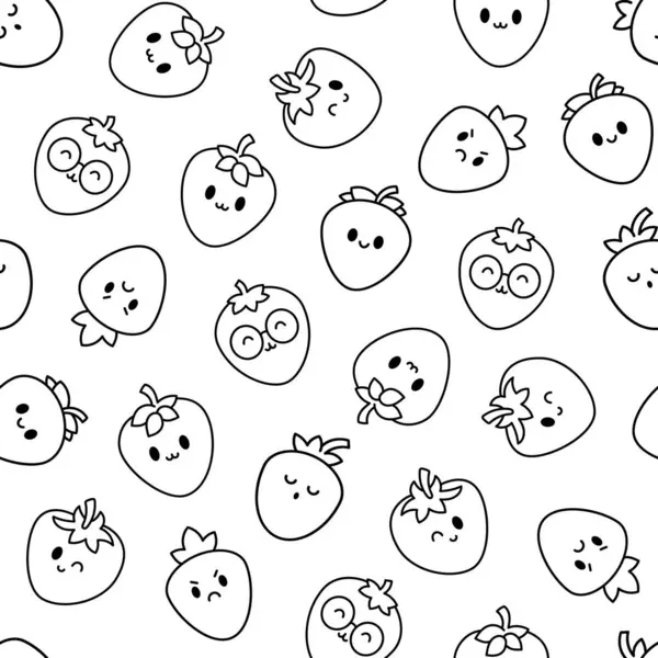 Emoticon Personagem Morango Feliz Bonito Padrão Sem Costura Página Para Vetores De Stock Royalty-Free