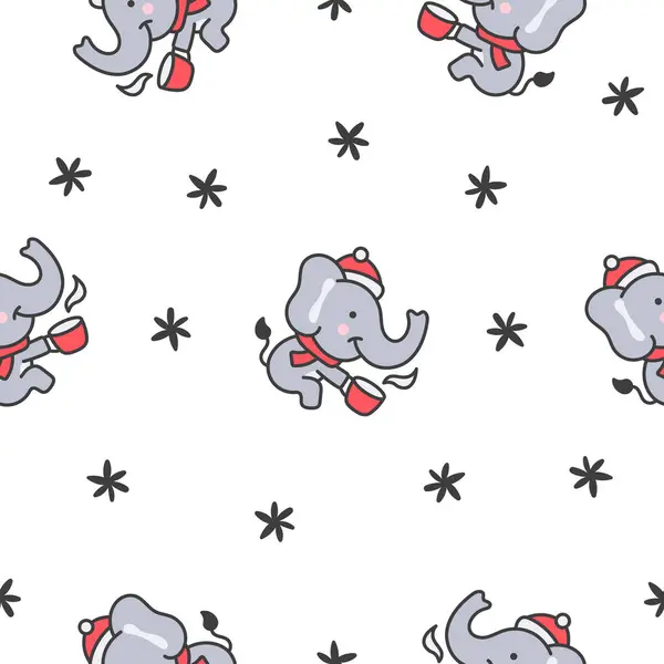 Cute Cartoon Baby Elephant Characters Seamless Pattern Adorable Little Indian — Stock Vector