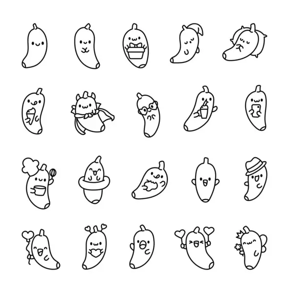 Smilende Sjarmerende Banan Fargesiden Tegneseriefigur Håndtegnet Stil Vektortegning Innsamling Designelementer – stockvektor