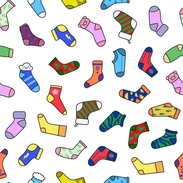 Ποικιλία Κάλτσες Διαφορετικές Υφές Απρόσκοπτο Μοτίβο Μοντέρνα Ρούχα Μόδας Χειροποίητο Εικονογράφηση Αρχείου