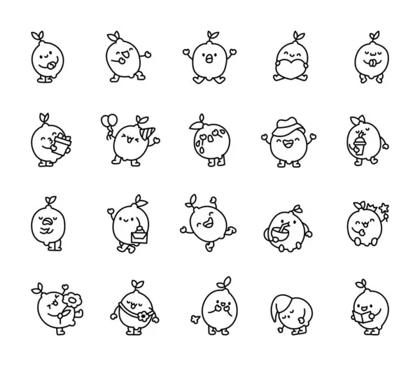 Cartoon Lemon Character Coloring Page Funny Hero Hand Drawn Style 스톡 일러스트레이션