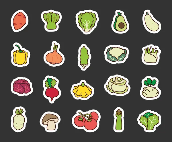 Produits Végétaux Biologiques Sticker Signet Aliments Exotiques Sains Style Dessiné Illustrations De Stock Libres De Droits