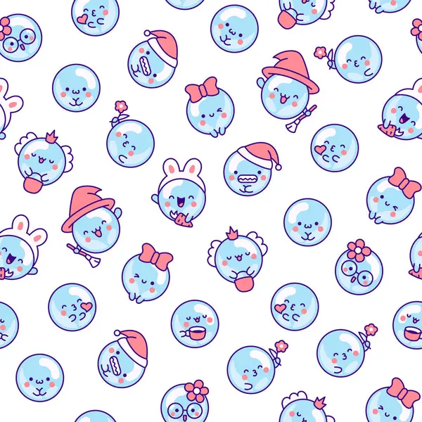 Cute Kawaii Soap Bubble Character Seamless Pattern Circle Shape Child Royalty Free Stock Illustrations