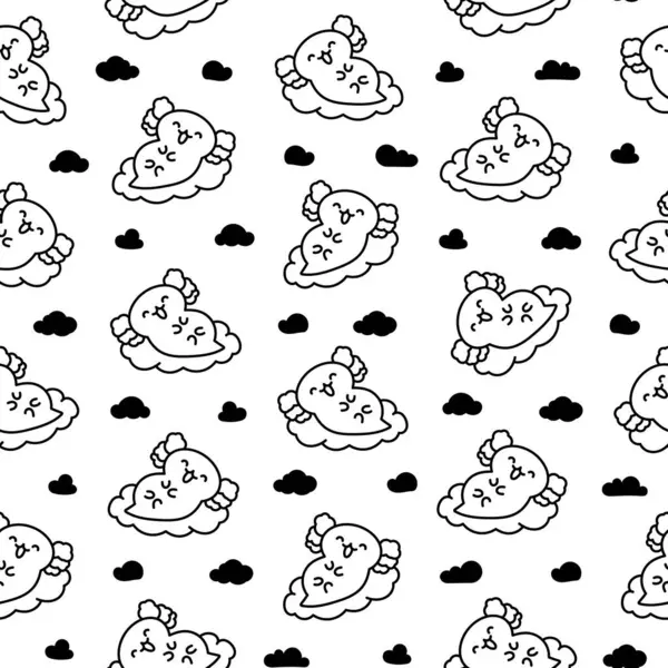 Joli Bébé Axolotl Kawaii Modèle Sans Couture Coloriage Dessin Animé Illustrations De Stock Libres De Droits