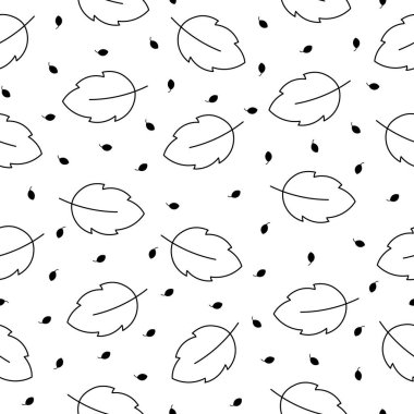 Autumn leaf. Nature. Seamless pattern. Coloring Page. Hand drawn style. Vector drawing. Design ornaments.