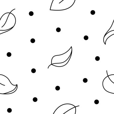 Autumn leaves fall. Seamless pattern. Coloring Page. Nature plant. Hand drawn style. Vector drawing. Design ornaments.