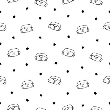 Funny kawaii sushi with cute faces. Seamless pattern. Coloring Page. Japanese traditional cuisine dishes characters. Hand drawn style. Vector drawing. Design ornaments.